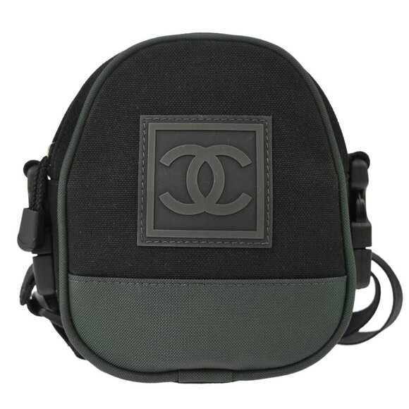 Chanel Black Green Sport Line Bum Shoulder Bag - Picture 1 of 11